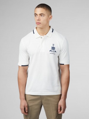 Camisa Polo Ben Sherman B by Ben Sherman Sports Club Embroidered Blancas | UAP-201936