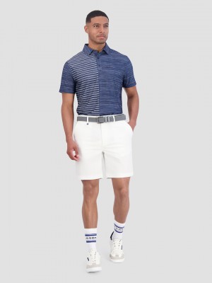 Camisa Polo Ben Sherman Melange Stripes Color Block Tech Jersey Sports Fit Azul Marino | XMN-647290