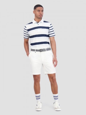 Camisa Polo Ben Sherman Mixed Mod Stripes Tech Jersey Sports Fit Azules | SMK-856249