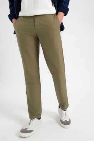 Pantalon Ben Sherman Beatnik Oxford Slim Taper Garment Dye Chino Verde Oliva Claro | EZY-051463