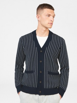 Prendas De Punto Ben Sherman Jacquard Stripe Cardigan Azul Marino | GUX-756023