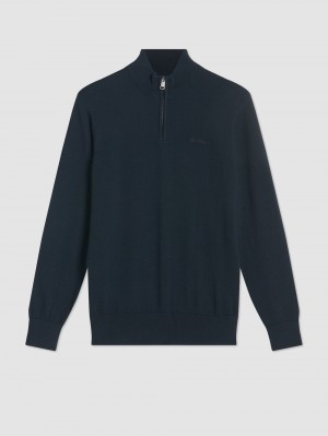 Prendas De Punto Ben Sherman Merino Half-Zip Negras | UOA-563409