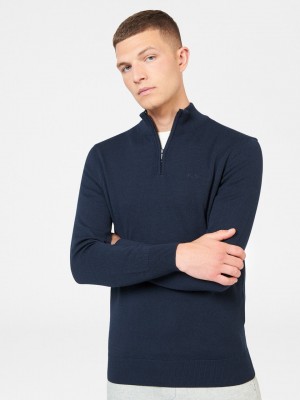 Prendas De Punto Ben Sherman Merino Half-Zip Azul Marino | QJN-492357