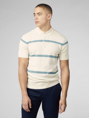 Prendas De Punto Ben Sherman Signature Argyle Stripe Polo Blancas | HTX-214908