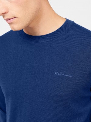 Prendas De Punto Ben Sherman Signature Merino Crewneck Azules | OAI-415208