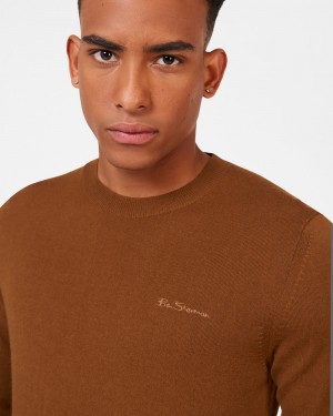 Prendas De Punto Ben Sherman Signature Merino Crewneck Marrones | UJM-879341