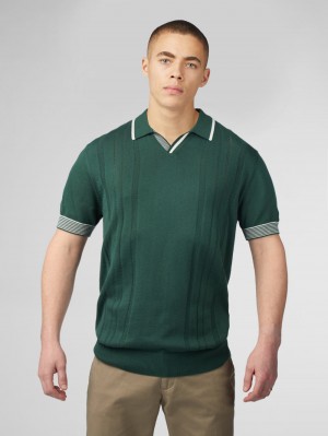 Prendas De Punto Ben Sherman Signature Open Neck Polo Verde | FQA-657143