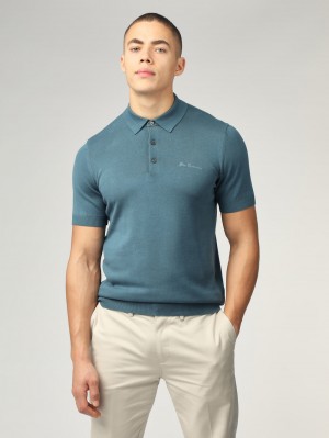 Prendas De Punto Ben Sherman Signature Short Sleeve Polo Turquesa | FJD-137896