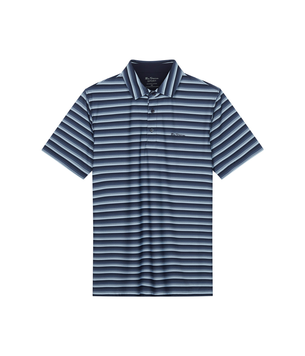 Camisa Polo Ben Sherman Multi Stripe Tech Jersey Sports Fit Azul Marino | MAJ-501364