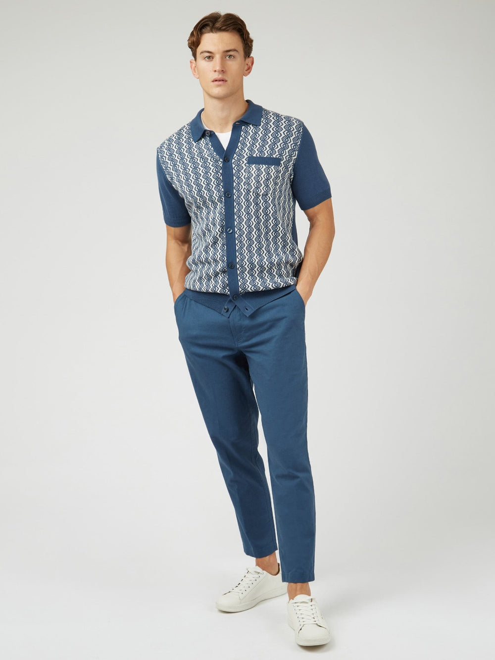 Pantalon Ben Sherman Signature Slim Taper Linen Azules | VTJ-195678