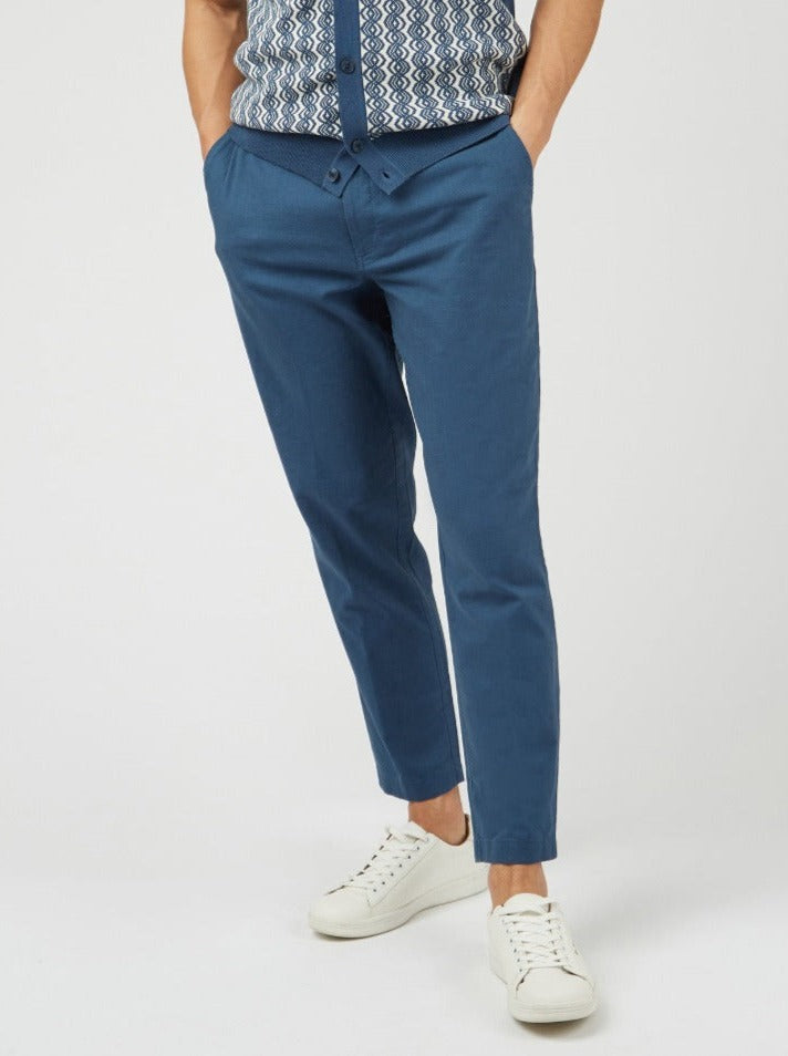 Pantalon Ben Sherman Signature Slim Taper Linen Azules | VTJ-195678