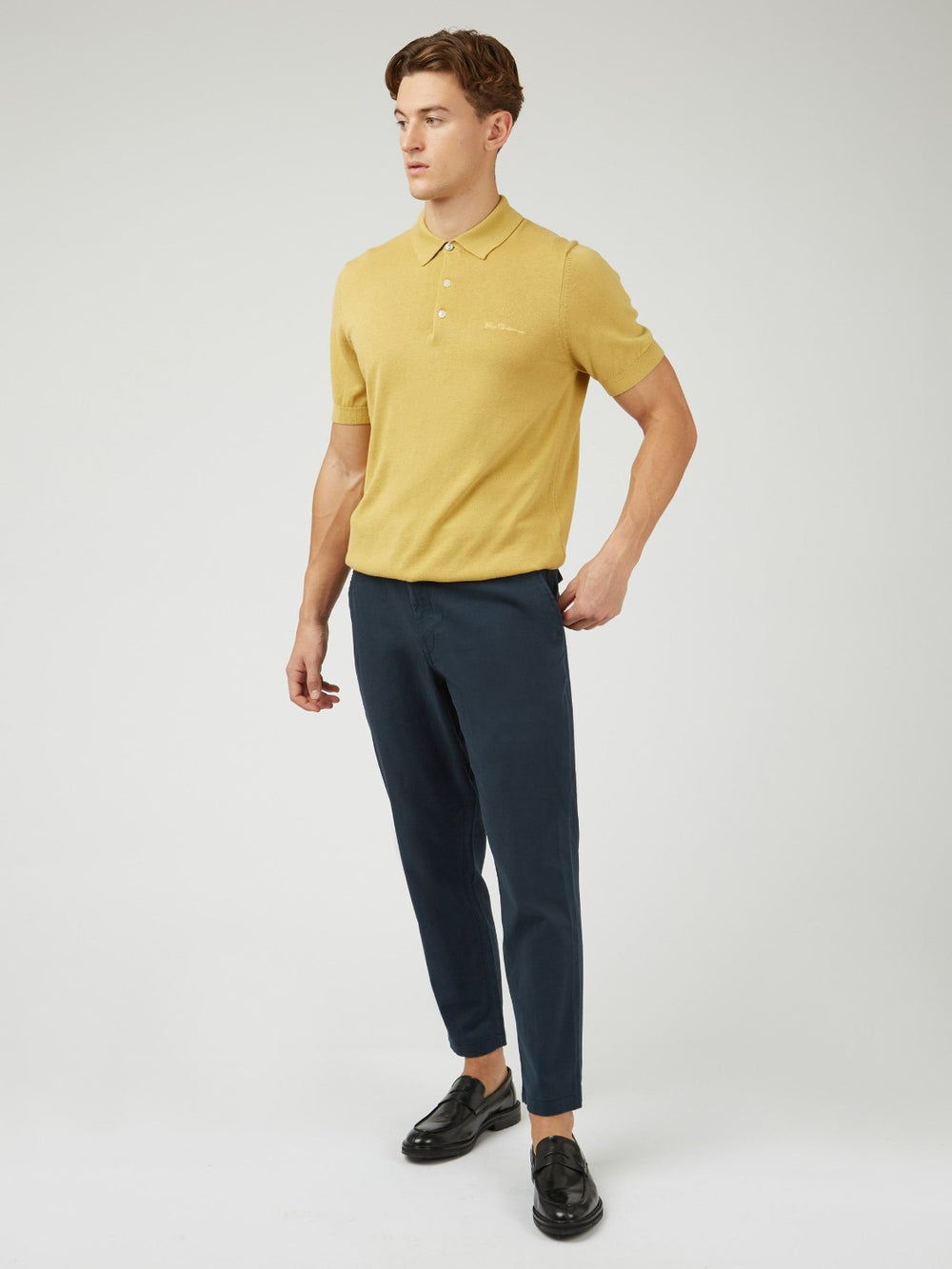 Pantalon Ben Sherman Signature Slim Taper Linen Verde | RTF-354720